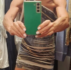 Joyce Leslie One-Shoulder Camo Denim And Zipper Print